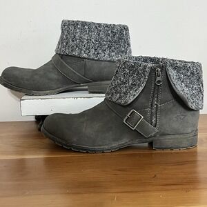 Rocket Dog Women's Side Zip Ankle Bootie Gray Size 11 Fold Over Fabric Outdoors